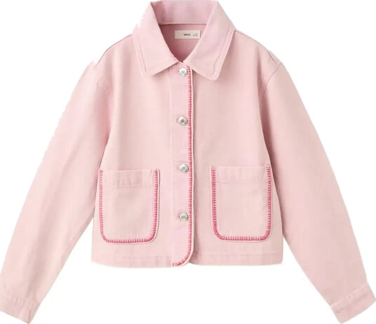 Mango Denim Jacket With Embroidered Details Pink 128