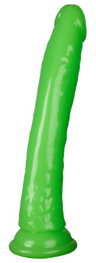 Realrock Glow in the Dark Slim Dildo med Sugekopp 23 cm - Grønn - Grønn