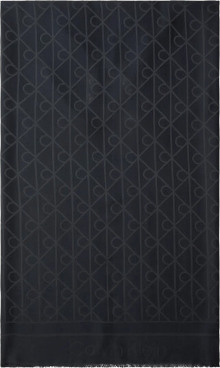 Calvin Klein Emblem Aop Glossy Tonal Scarf Black ONE SIZE