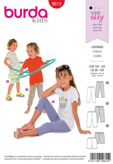 Burda 9615 - Leggings EUR: 104-152, US: 3-13