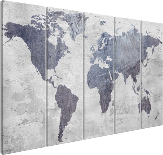 Bilde Concrete World Map 5 Parts Narrow 200x80 Artgeist sp. z o. o.