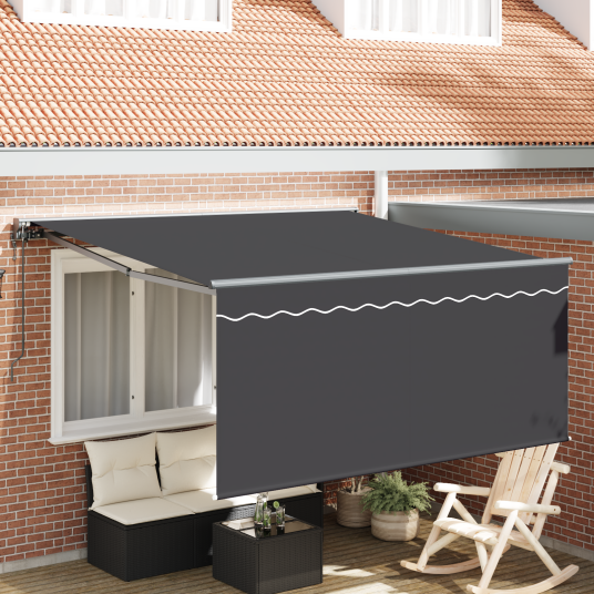 Innvendbar Markise Antrasittgrå 300 x 250 cm Stoff Innvendbar Markise Antrasittgrå 300 x 250 cm Stoff