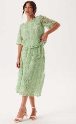 BUBBLEROOM 3D Flower Midi Skirt Dusty green M