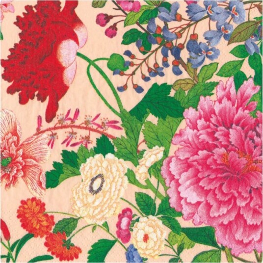 Caspari   A Profusion Of Flowers serviett 40x40 cm 20 stk skjellrosa