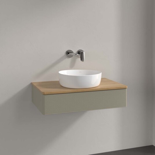 Villeroy & Boch Antao Servantskap med 1 skuff 80x50x19 cm m/lys Steingrå/Eik Villeroy & Boch Antao Servantskap med 1 skuff 80x50x19 cm m/lys Steingrå/Eik