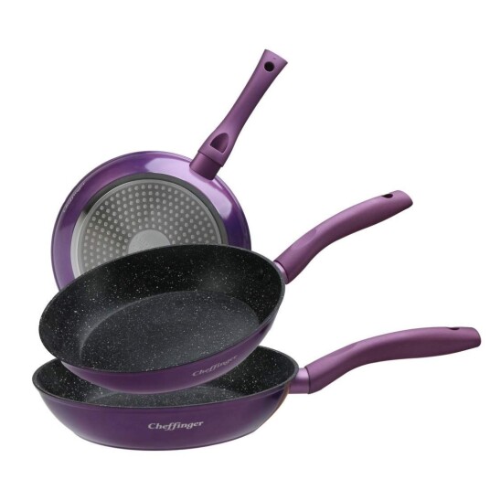 Northix Sett med stekepanner 3 stk non stick lilla Northix Sett med stekepanner 3 stk non stick lilla