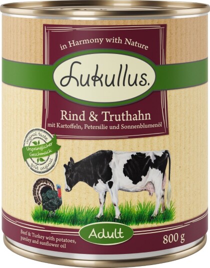 Lukullus Våtfôr Storfekjøtt & Kalkun 12 X 800 G