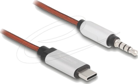 Delock Lydkabel Usb C Hann Til Mini Phone Stereo 3.5 Mm Hann 1.2 M Sølv Oransje
