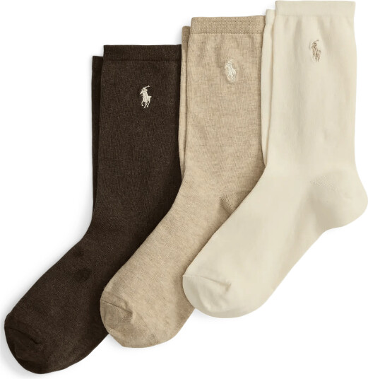 Polo Ralph Lauren Embroidered Pony Crew Sock 3 Pack Cream 38 42