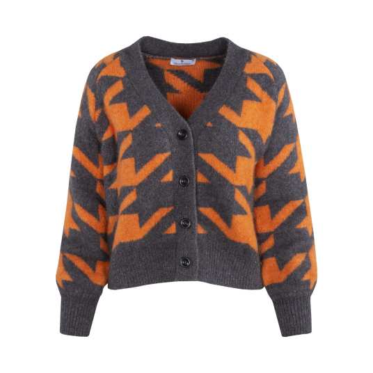 Mandy Cardigan Orange Flame L Houndstooth cardigan