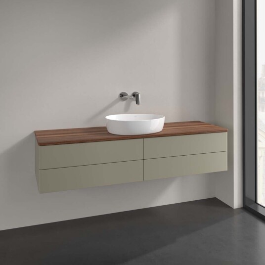 Villeroy & Boch Antao Servantskap med 4 skuffer 160x50x36 cm m/lys Steingrå/Valnøtt Villeroy & Boch Antao Servantskap med 4 skuffer 160x50x36 cm m/lys Steingrå/Valnøtt