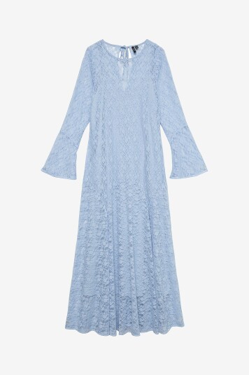 Vero Moda   Maxikjole vmLoulou Lace LS Ankle Dress Wvn   Blå