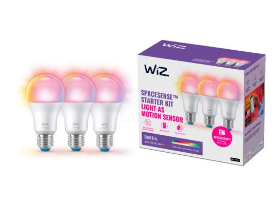 Wiz Connected Full Colour Wi-Fi BLE LED pære 8,5W E27 3-pakning Wiz Connected Full Colour Wi-Fi BLE LED pære 8,5W E27 3-pakning