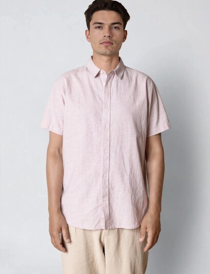Clean Cut Copenhagen Luca Striped S/S Shirt   Pink   XL
