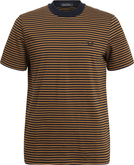 Fred Perry Fine Stripe Heavyweight Tshirt Brown S Fred Perry Fine Stripe Heavyweight Tshirt Brown S