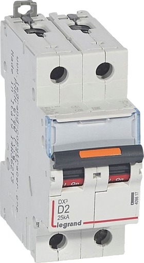 Legrand DX3 MCB automatsikring D2 2P 2M 25kA