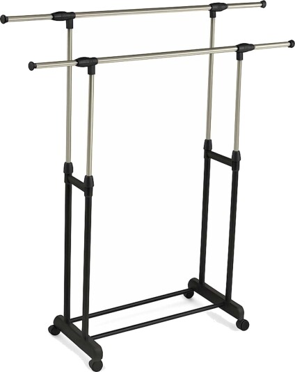 Justerbart klesstativ – 2 skinner mobilt og plassbesparende