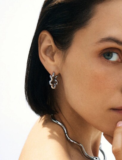 Edblad Spiral Hoops L Silver One Size   Silver   ONE SIZE