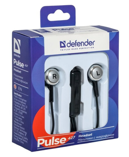 Defender Pulse 427 - Ørepropper Med Mikrofon - I Øret - Kablet - 3,5 Mm Jakk - Lydisolerende - Svart