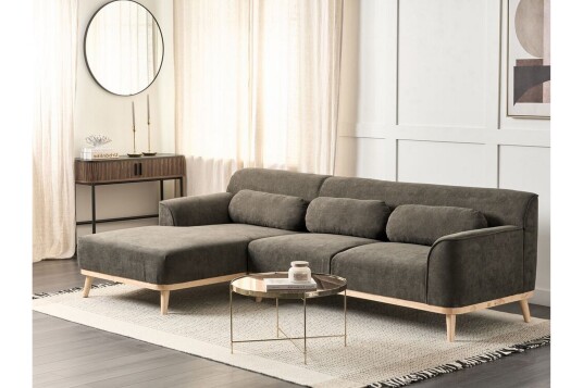 Bree Hjørnesofa 3 seter   Grønn/Lyst tre