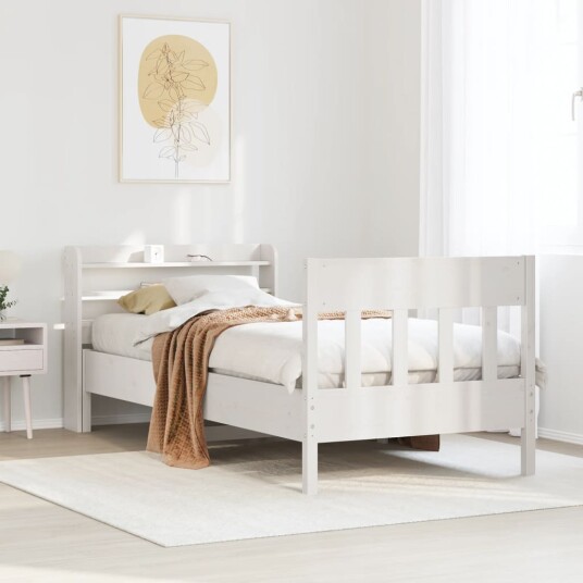 Sengeramme uten madrass hvit 75x190 cm heltre furu 3307030
