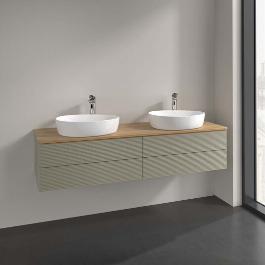 Villeroy & Boch Antao Servantskap med 4 skuffer 160x50x36 cm m/lys Steingrå/Eik Villeroy & Boch Antao Servantskap med 4 skuffer 160x50x36 cm m/lys Steingrå/Eik