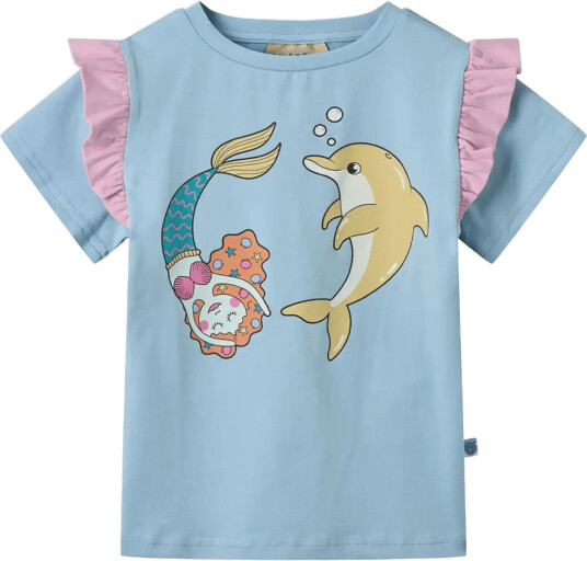 Småfolk T Shirt With Mermaid And Dolphin Blue 122 128