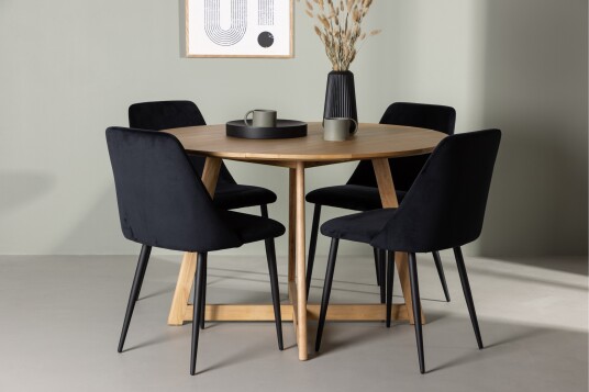 Venture Home Yakidon Spisegruppe 120 cm Rund med 4 Night Stoler Sort