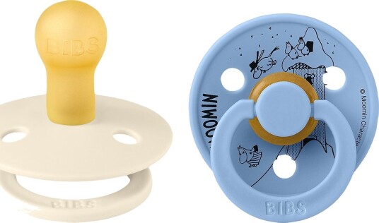BIBS x MOOMIN Colour Smokker Str. 1 Rund 2-pack Ivory/Sk BIBS 0-6 md Smokk Blå Hvit
