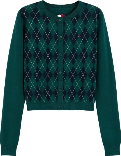 Tommy Jeans Tjw Ess Crew Cardigan Argyle Ext Green XS