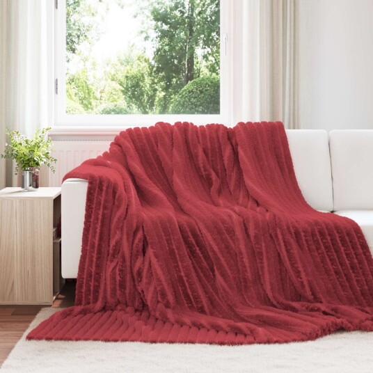 vidaXL Kastteppe Bordeaux Rød 240 x 220 cm Fleece