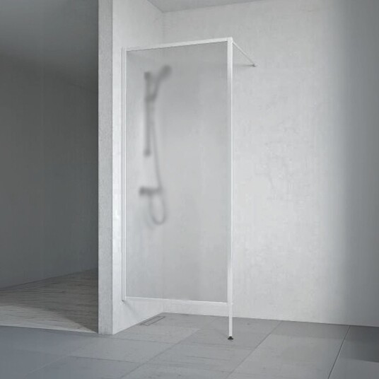 Macro Design Flow Dusj Skjermvegg Fast Matt Aluminium / 75cm Ice Glass