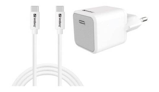 Sandberg 20W USB-C Hurtiglader med 1m Kabel - 2-i-1 Mobillader