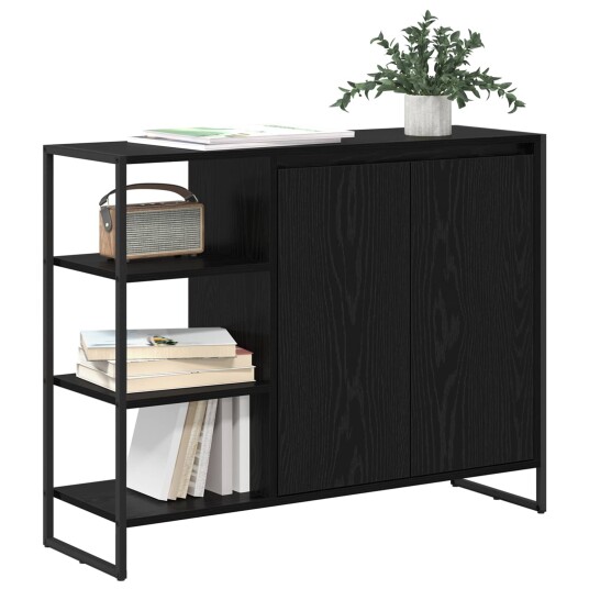 Sideskap Svart Eik 96.5 x 30 x 75 cm Konstruert tre Sideskap Svart Eik 96.5 x 30 x 75 cm Konstruert tre