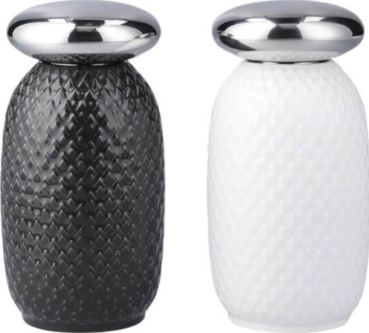 Lyngby Porcelæn - Rhombe Salt- og peppersett 13 cm white/slate