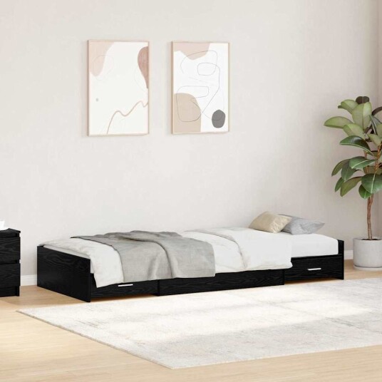 Sengestamme med hodegjerde Svart Eik 80 x 200 cm Konstruert tre Sengestamme med hodegjerde Svart Eik 80 x 200 cm Konstruert tre