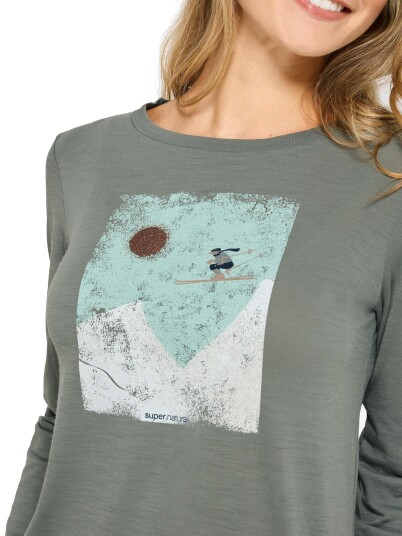 super.natural Women´s Ski Jump Long Sleeve Eucalyptus/various XL