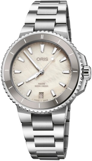 Oris Dameklokke 01 733 7792 4151 07 8 19 05P Aquis Hvit/Stål Ø36.5