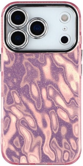 EIDERWOOD iPhone 17 Pro Hybrid Plast Deksel m. Innebygd Kameralinsebeskyttelse Rynket Mønster / Rosa