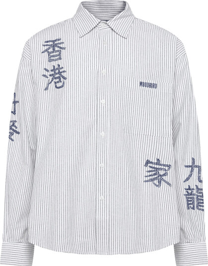 Woodbird Wbxing Ox Writing Shirt   White   XS