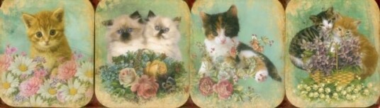 Pocket Note Set of 4 Mini pads: Vintage Kittens