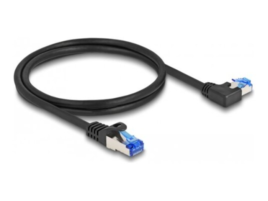 Delock Nettverkskabel Rj-45 Hann Rett Til Rj-45 Hann Venstreivinklet 1 M 6 Mm S/Ftp Cat 6A Halogenfri Uten Hindringer Svart