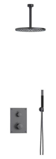 Tapwell Box7268 Takdusj Innbygging - Takmontert Brushed Black Chrome / 200mm Ø300mm (TA-9426923)