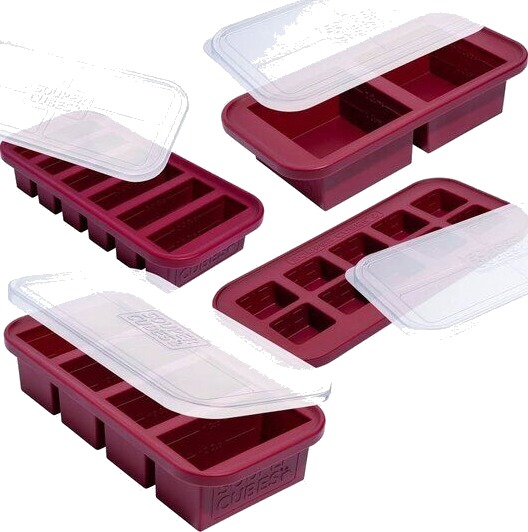Souper Cubes Matoppbevaring m/lokk silikon sett 4 stk cranberry Souper Cubes Matoppbevaring m/lokk silikon sett 4 stk cranberry