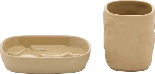 Marimekko Home Unikko Bathroom Set   Beige   12.7X 9.7X 7.2X 8.6CM