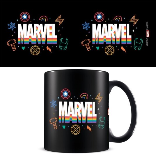MARVEL PRIDE LOGO RAINBOW BLACK MUG MARVEL PRIDE LOGO RAINBOW BLACK MUG