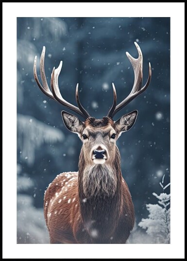 Majestic Winter Deer Plakat Plakat / 50x70cm