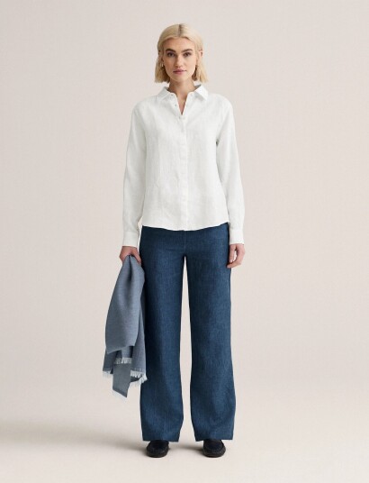 Newhouse Amanda Linen Trousers   Blue   36