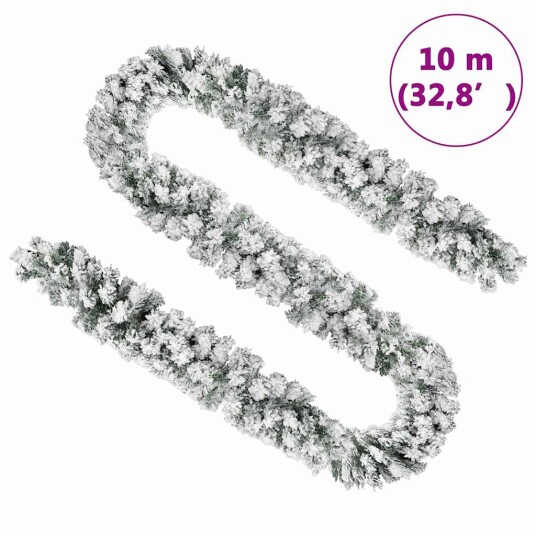 vidaXL Julekrans med flokket snø grønn 10 m PVC vidaXL Julekrans med flokket snø grønn 10 m PVC