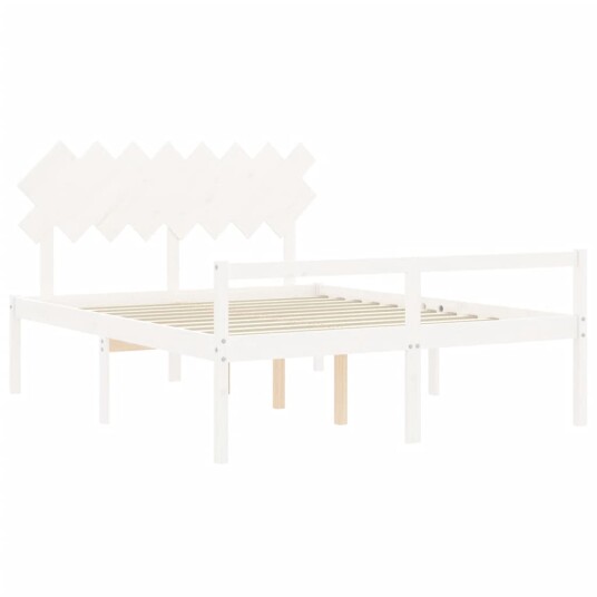 vidaXL Sengeramme med hodegavl hvit 160x200 cm heltre